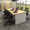 Ver imagem 1 de Plataforma de Trabalho 6 Lugares 360cm X 120cm Pé Painel F5 Cor:macadâmia com Branco