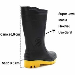 Bota de Borracha Pega Forte Preto / Amarelo N. 41 - 3