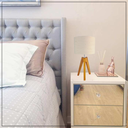 Ver imagem 3 de Abajur Quarto Madeira Tripé Pinus Cúpula Tecido