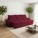 Ver imagem 1 de Sofá Retrátil 3 Lugares 250m Suede Intenso Reclinável Milão Vermelho