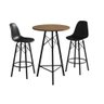 Conjunto Mesa Bistrô Redonda Estrutura em Ferro Preto com Tampo Freijó com 2 Banquetas Eames Preta - 6