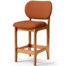 Kit 06 Banquetas Baixa Bar Cozinha E Sala De Jantar Fixa Betta Imbuia Tecido Terracota - Lyam Decor - 3
