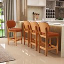 Ver imagem 2 de Kit 06 Banquetas Baixa Bar Cozinha E Sala De Jantar Fixa Betta Imbuia Tecido Terracota - Lyam Decor