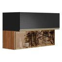Ver imagem 1 de Armário Aéreo Proença 120cm Basculante 1 Porta Mdf e 1 Porta Vidro Reflecta Nogueira Touch-