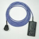 Ver imagem 1 de Extensão Elétrica 5 Metros Pp 2x0,75mm² Revestido Tecido Azul/prata Cabos Immediate Régua de 3 Saída