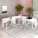 Ver imagem 1 de Mesa em L Escritório 210cm X 210cm Pés Metal F5 Office Cor:branco