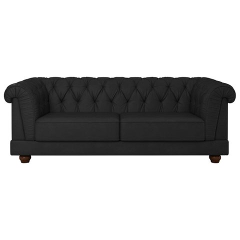 Sofá Living 4 Lugares 274cm Apso Courino Preto - Sallar Home