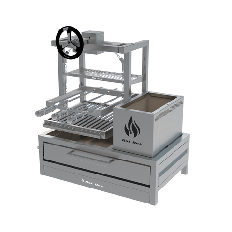 Parrilla para Bancada 74x45 com Elevação e Grelha Argetina+ 3 Espetos