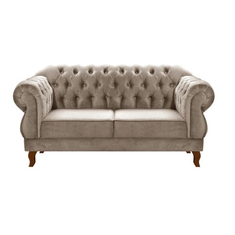 Sofá 2 Lugares Duquesa Chesterfield Namoradeira Bella Decor - Veludo Capuccino 250