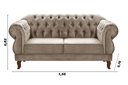 Ver imagem 2 de Sofá 2 Lugares Duquesa Chesterfield Namoradeira Bella Decor - Veludo Capuccino 250
