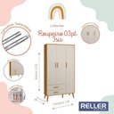 Ver imagem 6 de Jogo de Quarto Infantil Isis Guarda Roupa 3 Portas e Berço Areia/Savana - Reller Móveis