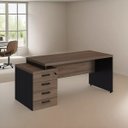 Ver imagem 1 de Mesa para Escritório Diretor com Gaveteiro Pé Painel 172x70cm Preto/marrom Atacadao Dos Móveis