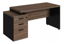 Ver imagem 3 de Mesa para Escritório Diretor com Gaveteiro Pé Painel 172x70cm Preto/marrom Atacadao Dos Móveis
