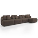 Ver imagem 2 de Sofá 5 Lugares com Chaise Direito Sala Living 388cm Arlo F04 Veludo Marrom - Lyam Decor