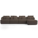 Ver imagem 3 de Sofá 5 Lugares com Chaise Direito Sala Living 388cm Arlo F04 Veludo Marrom - Lyam Decor