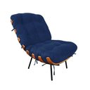 Ver imagem 2 de Kit Poltrona e Puff Costela Suede Azul Marinho Belliv Decor