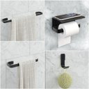 Ver imagem 1 de Kit Acessório para Banheiro Preto 4 Peças C/suporte Celular