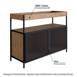 Buffet/Adega Industrial York com 100 cm - Vermont/Preto - 2