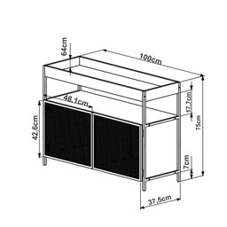 Buffet/Adega Industrial York com 100 cm - Vermont/Preto - 4
