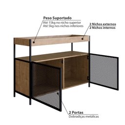 Buffet/Adega Industrial York com 100 cm - Vermont/Preto - 3