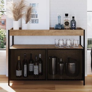 Buffet/Adega Industrial York com 100 cm - Vermont/Preto
