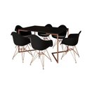 Ver imagem 6 de Mesa Jantar Industrial Retangular Preta 137X90Cm Base V Cobre Com 6 Poltronas Pretas Ba Cor: Preto
