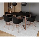 Ver imagem 1 de Mesa Jantar Industrial Retangular Preta 137X90Cm Base V Cobre Com 6 Poltronas Pretas Ba Cor: Preto