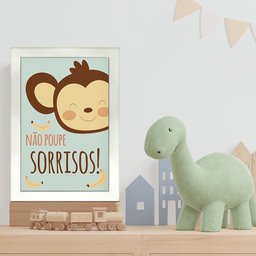 Kit 4 Quadros Infantil Leão Animais Bichos Frases 20x30cm Arte na Arte Moldura Branca - 5