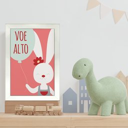 Kit 4 Quadros Infantil Leão Animais Bichos Frases 20x30cm Arte na Arte Moldura Branca - 8