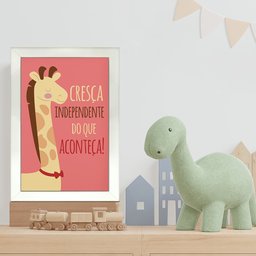 Kit 4 Quadros Infantil Leão Animais Bichos Frases 20x30cm Arte na Arte Moldura Branca - 6