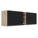 Ver imagem 1 de Kit 2 Armários Aéreos Califórnia 80cm e Nicho Garrafeiro 20cm Riad Castanho/preto - Lumil