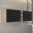 Ver imagem 2 de Kit 2 Armários Aéreos Califórnia 80cm e Nicho Garrafeiro 20cm Riad Castanho/preto - Lumil