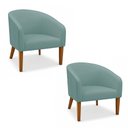 Ver imagem 2 de Poltrona Sala Decorativa Kit 2 Stella Pé Madeira Trapézio Castanho Cotelê Ext/veludo D03 - D’Rossi