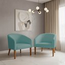 Ver imagem 1 de Poltrona Sala Decorativa Kit 2 Stella Pé Madeira Trapézio Castanho Cotelê Ext/veludo D03 - D’Rossi