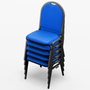 Ver imagem 4 de Kit 6 Cadeiras Hoteleiras Auditório Empilhável Sintético M23 Azul - Mpozenato