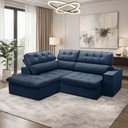 Ver imagem 3 de Sofá 3 Lugares Retrátil Reclinável Chaise Esquerdo 243cm Solin F04 Veludo Azul - Lyam Decor