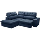 Ver imagem 1 de Sofá 3 Lugares Retrátil Reclinável Chaise Esquerdo 243cm Solin F04 Veludo Azul - Lyam Decor