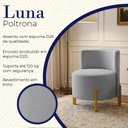 Ver imagem 2 de Poltrona Luna em Linho Pés de Madeira Assento Redondo Encosto Curvo Sala Moderna Premium - Cinza