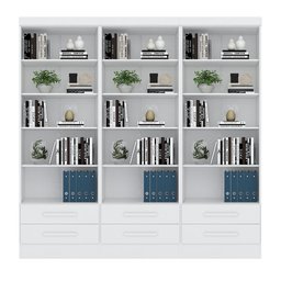 Livreiro Multiuso com 2 Gavetas Branco Kit com 3 - FdECOR - 1
