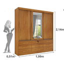 Ver imagem 3 de Guarda Roupa 3 Portas 9 Gavetas com Espelho Chicago - Tcil Móveis - Cinamomo