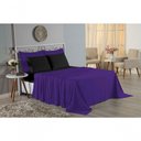 Ver imagem 2 de Jogo de Cama Casal Viúva Nobre 4 Peças Malha 100% Algodão - Roxo / Preto