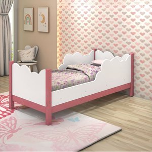 Cama Cristal Juvenil Modelo Nuvem Mdf Resistente Segura:rosa