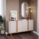 Ver imagem 1 de Aparador Buffet 4 Portas Pés de Madeira Retrô para sala de jantar Eva Cimol Off White/Nature ii - 10