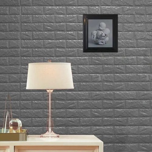 Grey 3d foam wallpaper panel, self-adhesive sticker
