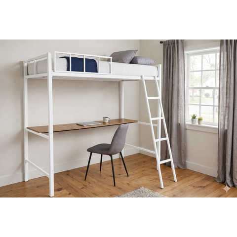 Beliche Suspenso Solteiro com Mesa Branco