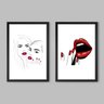 Conjunto de 2 Quadros Sexy Lábios Vermelhos Arts Memphis 2 Quadros 30x20cm Papel Fotográfico Sem Mol - 1