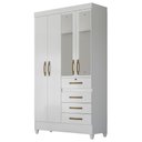 Ver imagem 1 de Guarda Roupa Sobral 110cm 4 Portas Branco Flex com Espelho Moval
