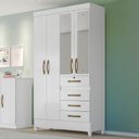 Ver imagem 4 de Guarda Roupa Sobral 110cm 4 Portas Branco Flex com Espelho Moval