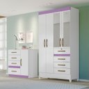 Ver imagem 2 de Guarda Roupa Sobral 110cm 4 Portas Branco Flex com Espelho Moval