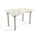 Ver imagem 1 de Mesa de Sala Jantar Elba Tampo Madeirado C/ Vidro 120cm Niquel/off White - Kappesberg